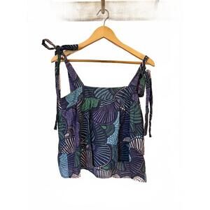 Warm Woodstock Tank Purple Blue Floral Print Cotton size 0 / US XS